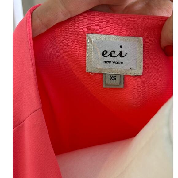 Eci NEw York Women's Size XS Bright Pink Criss Cross V Neck Shift Dress #0254 - Picture 6 of 10